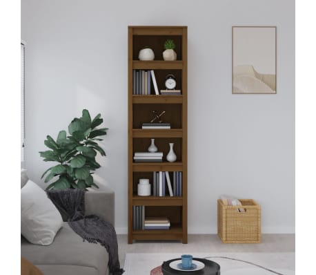vidaXL Spintelė knygoms, medaus ruda, 50x35x183cm, pu&scaron;ies masyvas