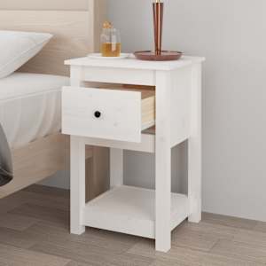 vidaXL Table de chevet Blanc 40x35x61,5 cm Bois de pin massif
