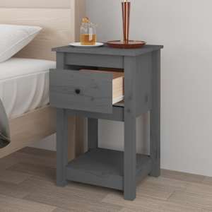 vidaXL Bedside Cabinet Grey 40x35x61.5 cm Solid Wood Pine