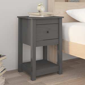vidaXL Κομοδίνα 2 τεμ. Γκρι 40 x 35 x 61,5 εκ. από Μασίφ Ξύλο Πεύκου