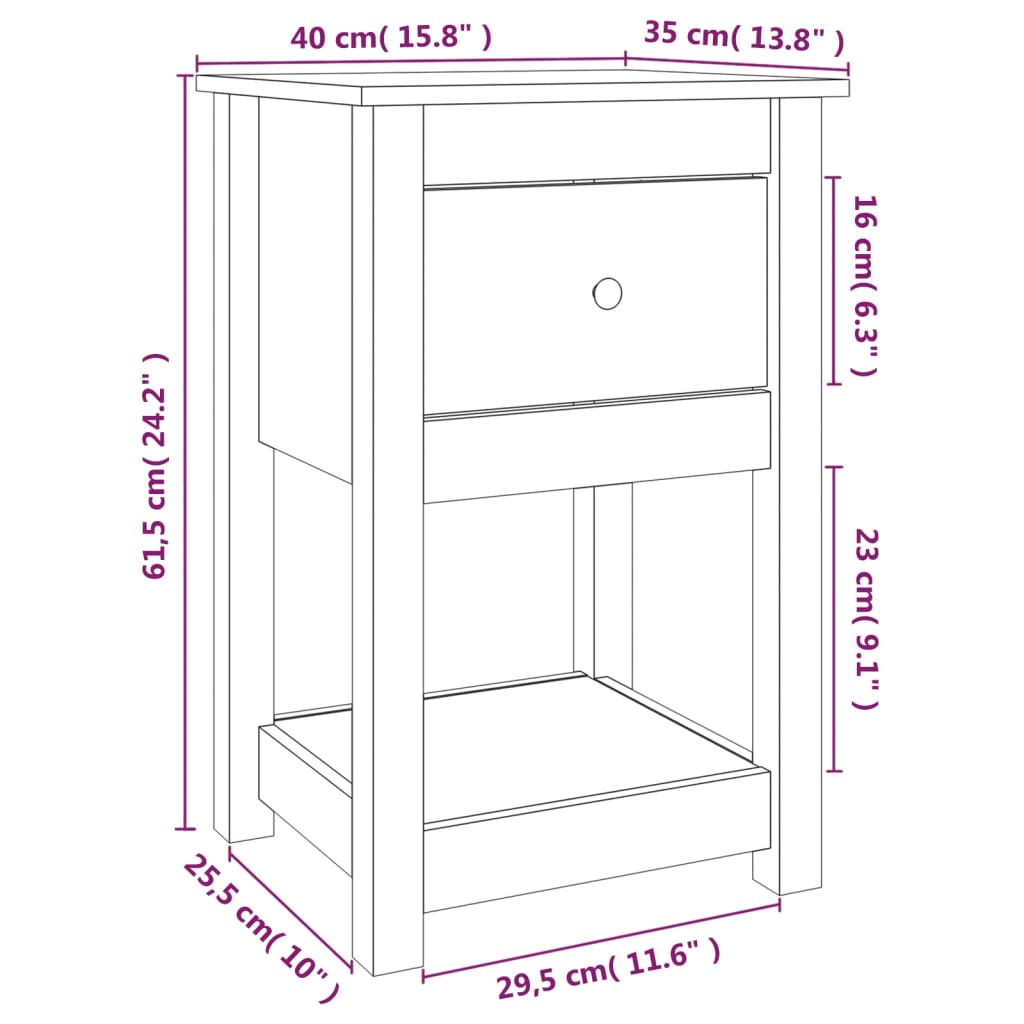 imagem de vidaXL Mesas de cabeceira 2 pcs 40x35x61,5 cm pinho maciço preto11