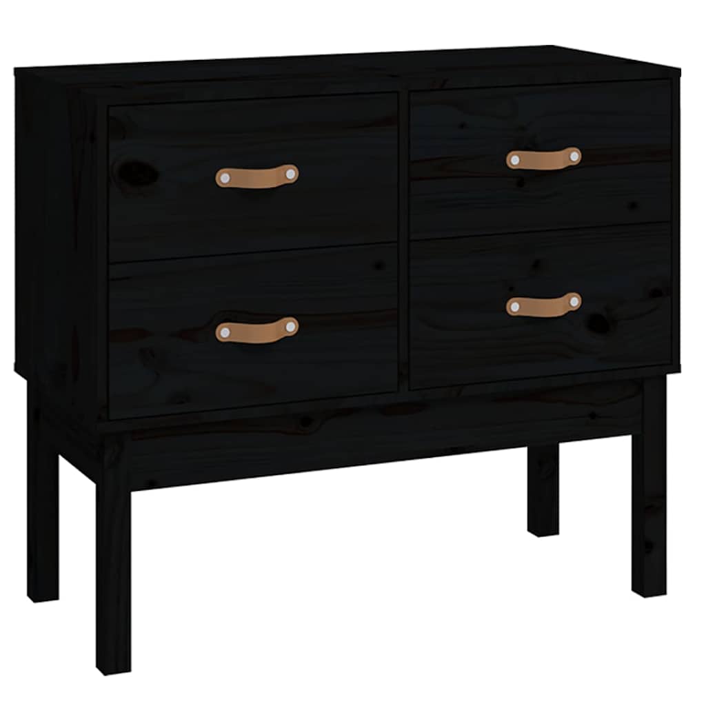E-shop vidaXL Konzolová skrinka čierna 90x40x78 cm masívna borovica