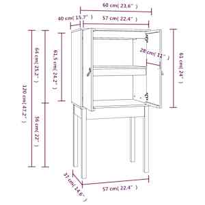 Skříň highboard bílá 60 x 40 x 120 cm masivní borové dřevo - obrázek 9
