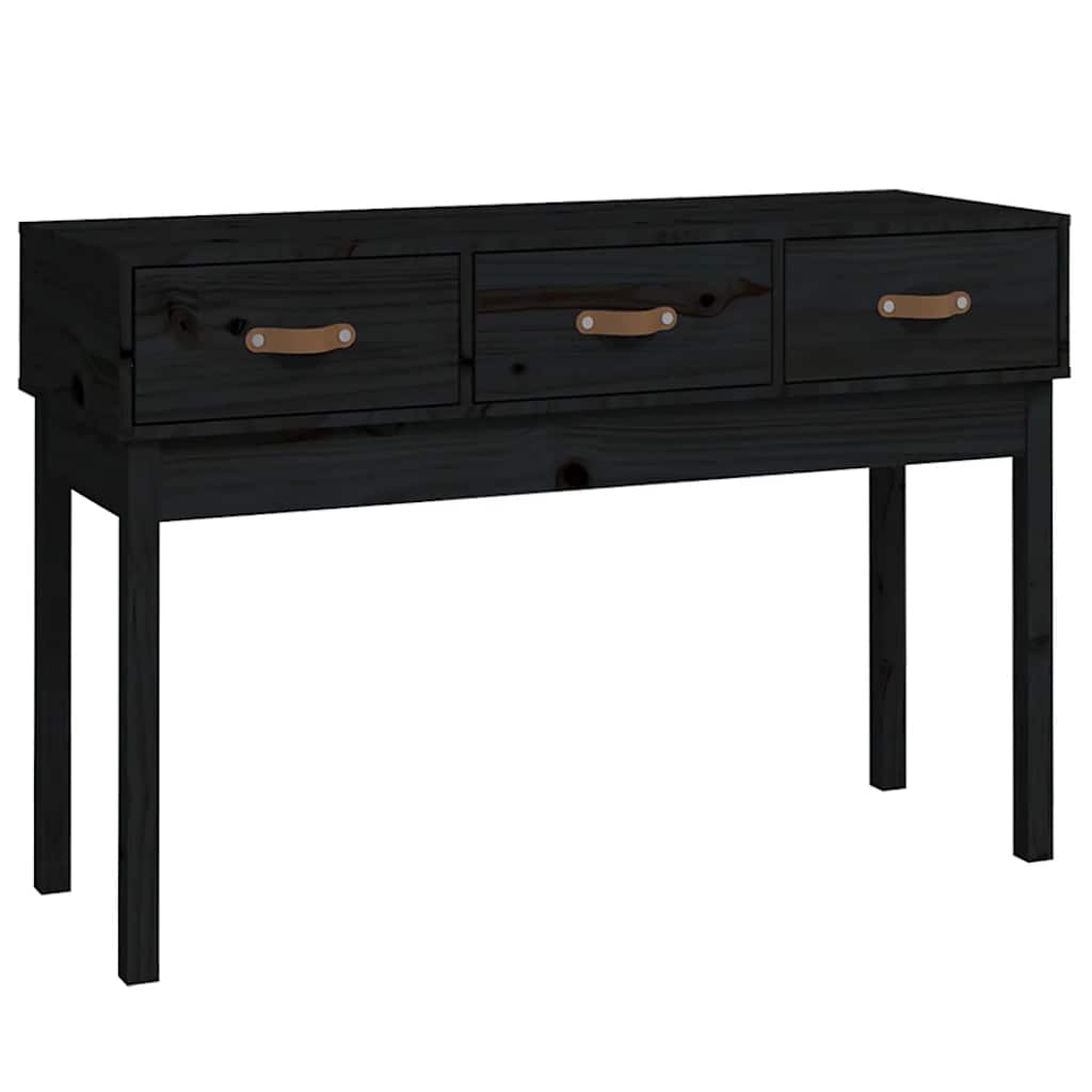 E-shop vidaXL Konzolový stolík čierny 110x40x75 cm masívne borovicové drevo
