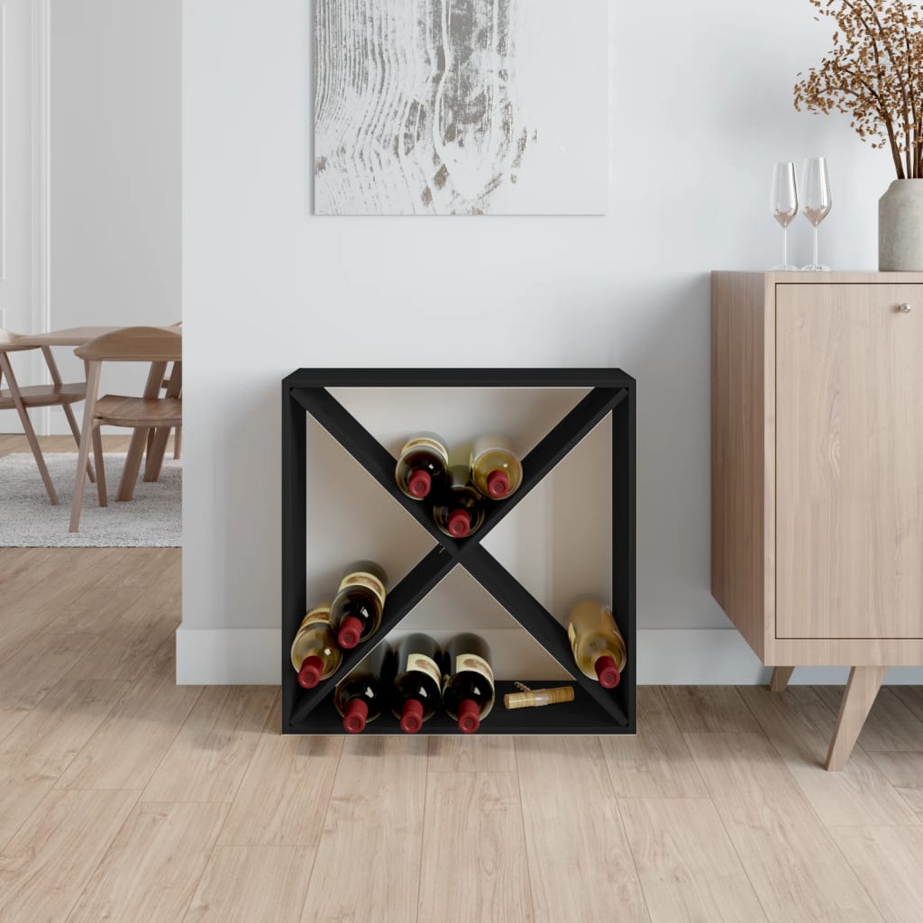 vidaXL Wijnkast 62x25x62 cm massief grenenhout zwart afbeelding
