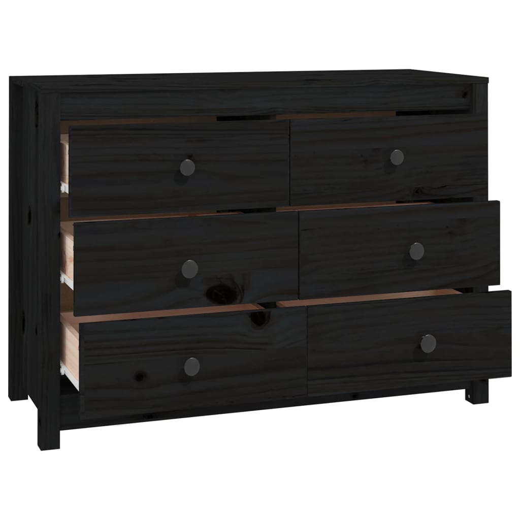 Thumbnail - vidaXL Beistellschrank Schwarz 100x40x72 cm Massivholz Kiefer