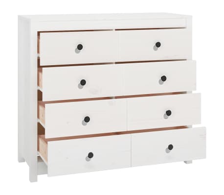 vidaXL skapītis, balts, 100x40x90 cm, priedes masīvkoks