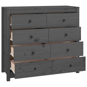 Odkládací skříňka šedá 100 x 40 x 90 cm masivní borové dřevo - obrázek 3