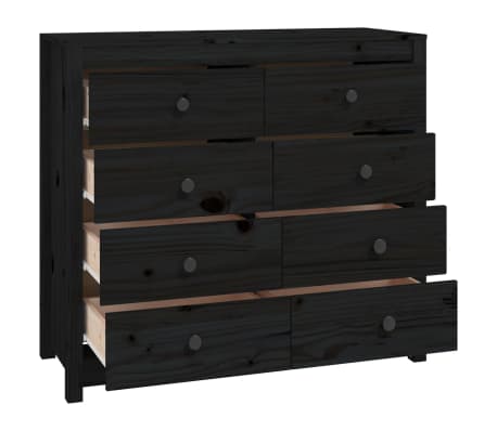 vidaXL Komoda, czarna, 100x40x90 cm, lite drewno sosnowe