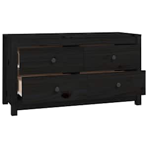 vidaXL Βοηθητικό Ντουλάπι Μαύρο 100x40x54 εκ. από Μασίφ Ξύλο Πεύκου