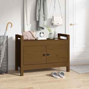 Klop za predsobo medeno rjava 80x40x60 cm trdna borovina