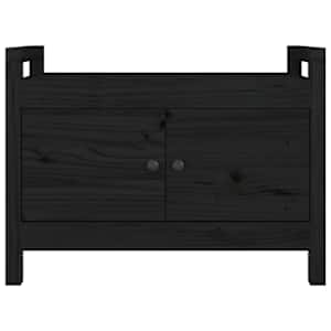 vidaXL Koridoriaus suoliukas, juodas, 80x40x60cm, pu&scaron;ies masyvas