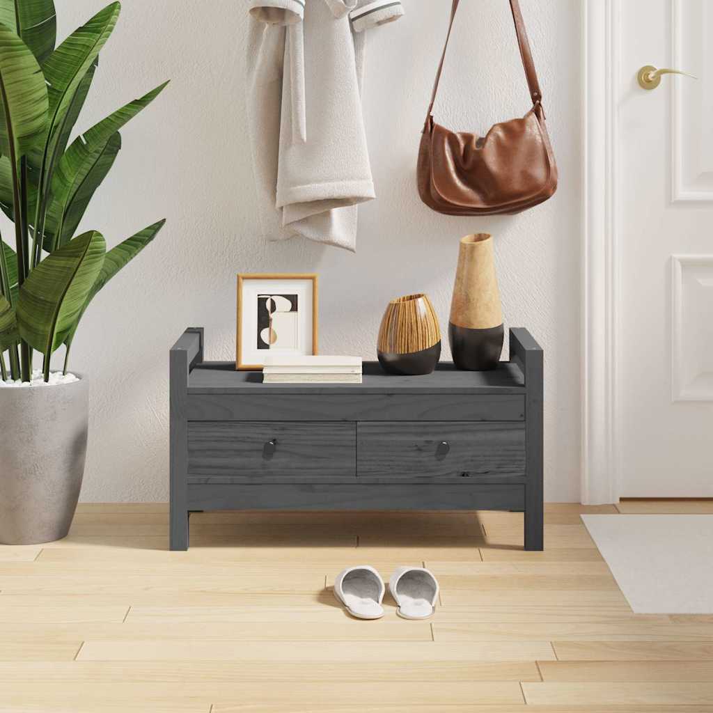 Entrébænk med opbevaring 80×40×43 cm - massivt fyrretræ, grå