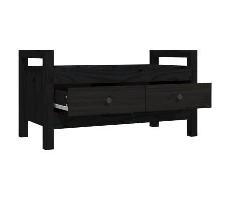 vidaXL Bancă de hol, negru, 80x40x43 cm, lemn masiv pin
