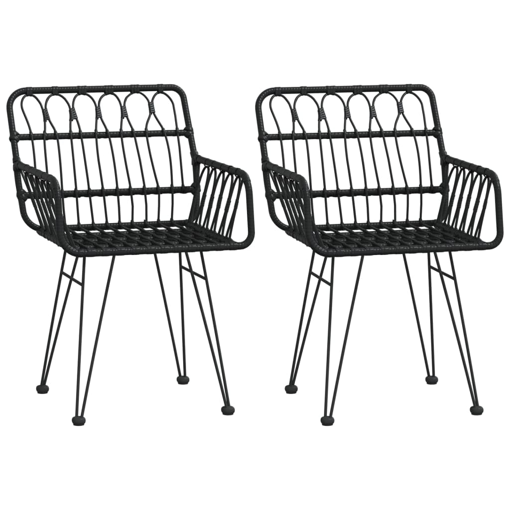  Záhradné stoličky 2 ks s opierkami čierne 56x64x80 cm PE Rattan