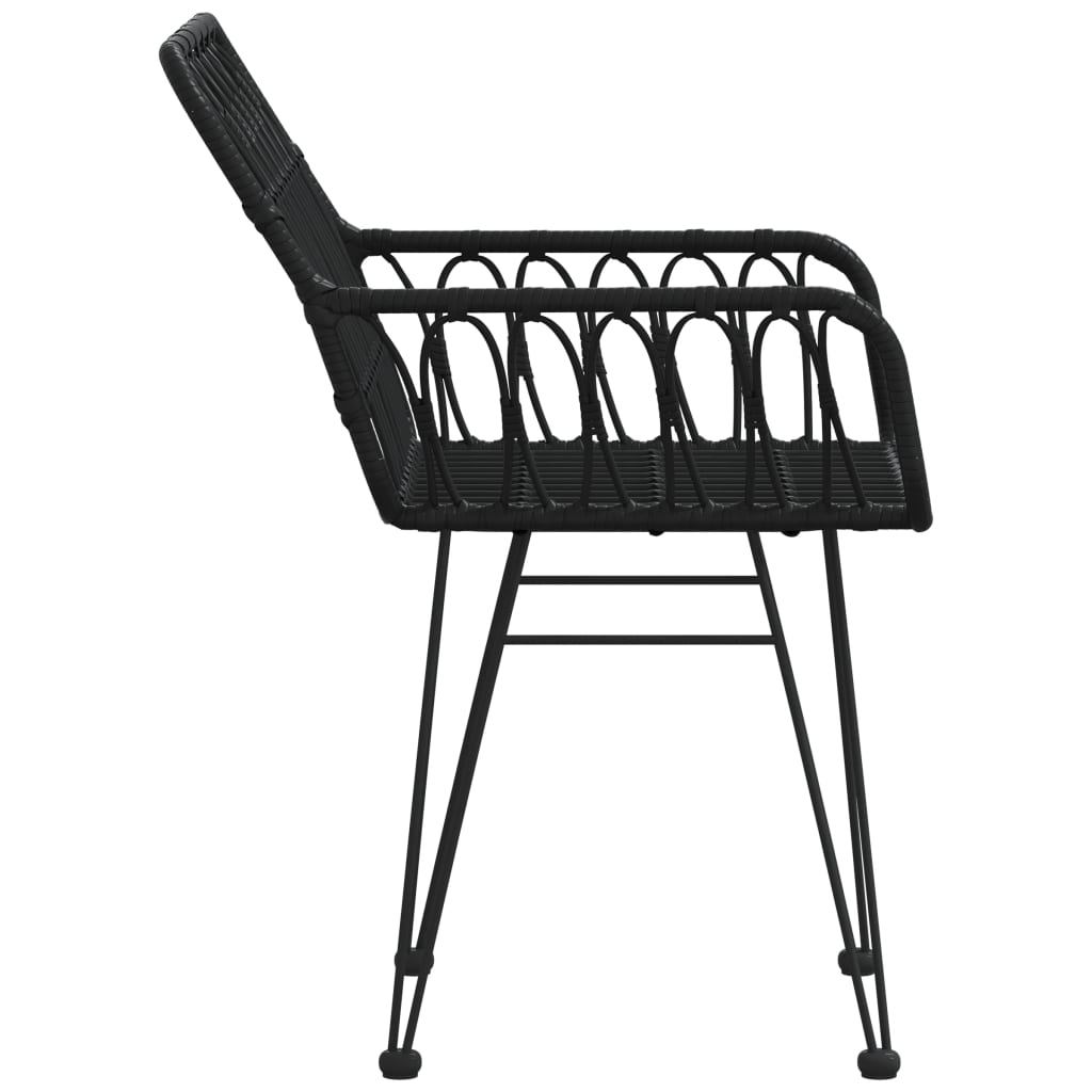  Záhradné stoličky 2 ks s opierkami čierne 56x64x80 cm PE Rattan