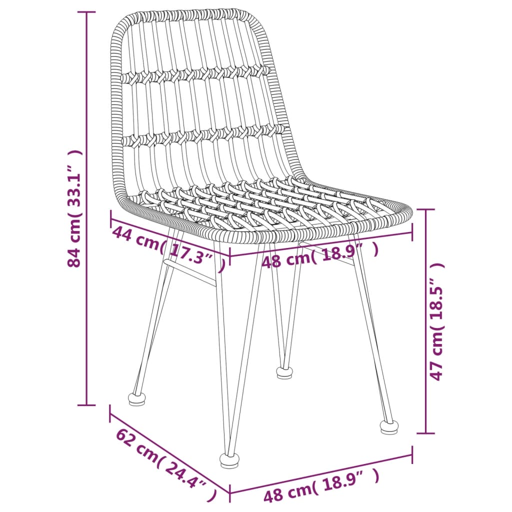  Záhradné stoličky 2 ks 48x62x84 cm PE Rattan