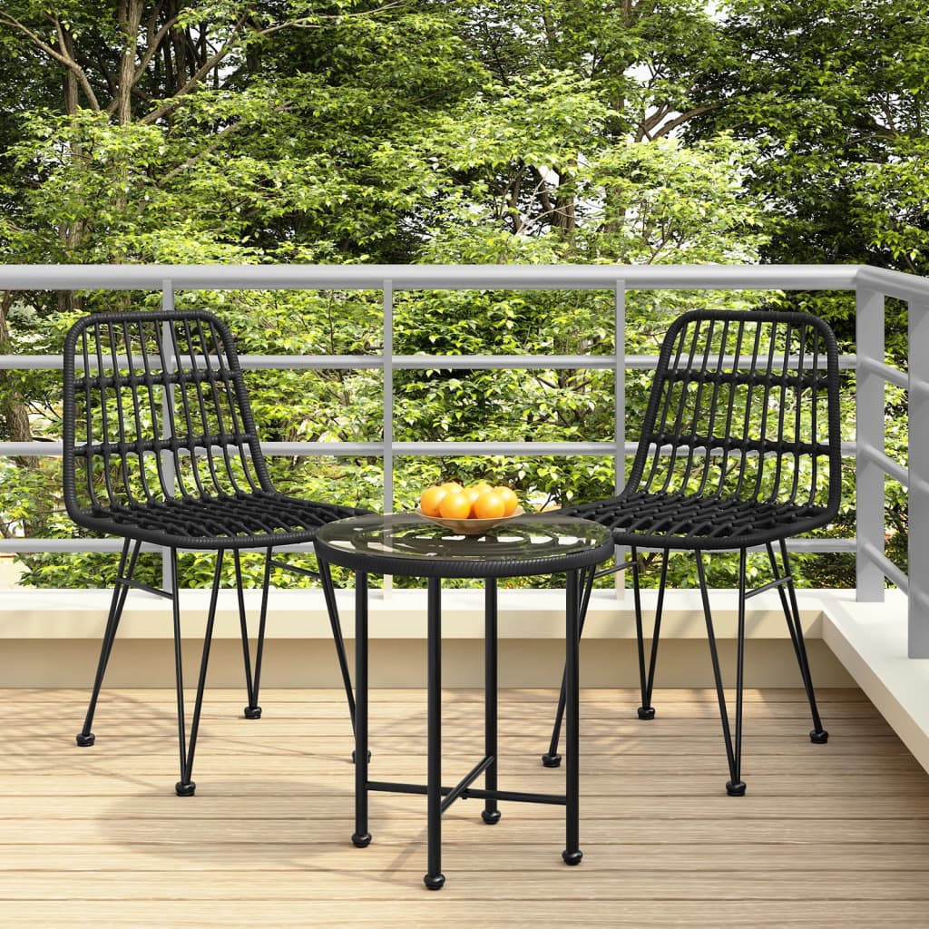 vidaXL Gartenstühle 2 Stk. Schwarz 48x62x84 cm PE-Rattan