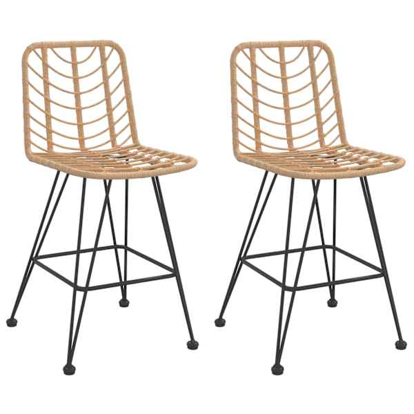 vidaXL baaritoolid 2 tk, 45 x 56 x 103,5 cm, PE-rotang ja teras