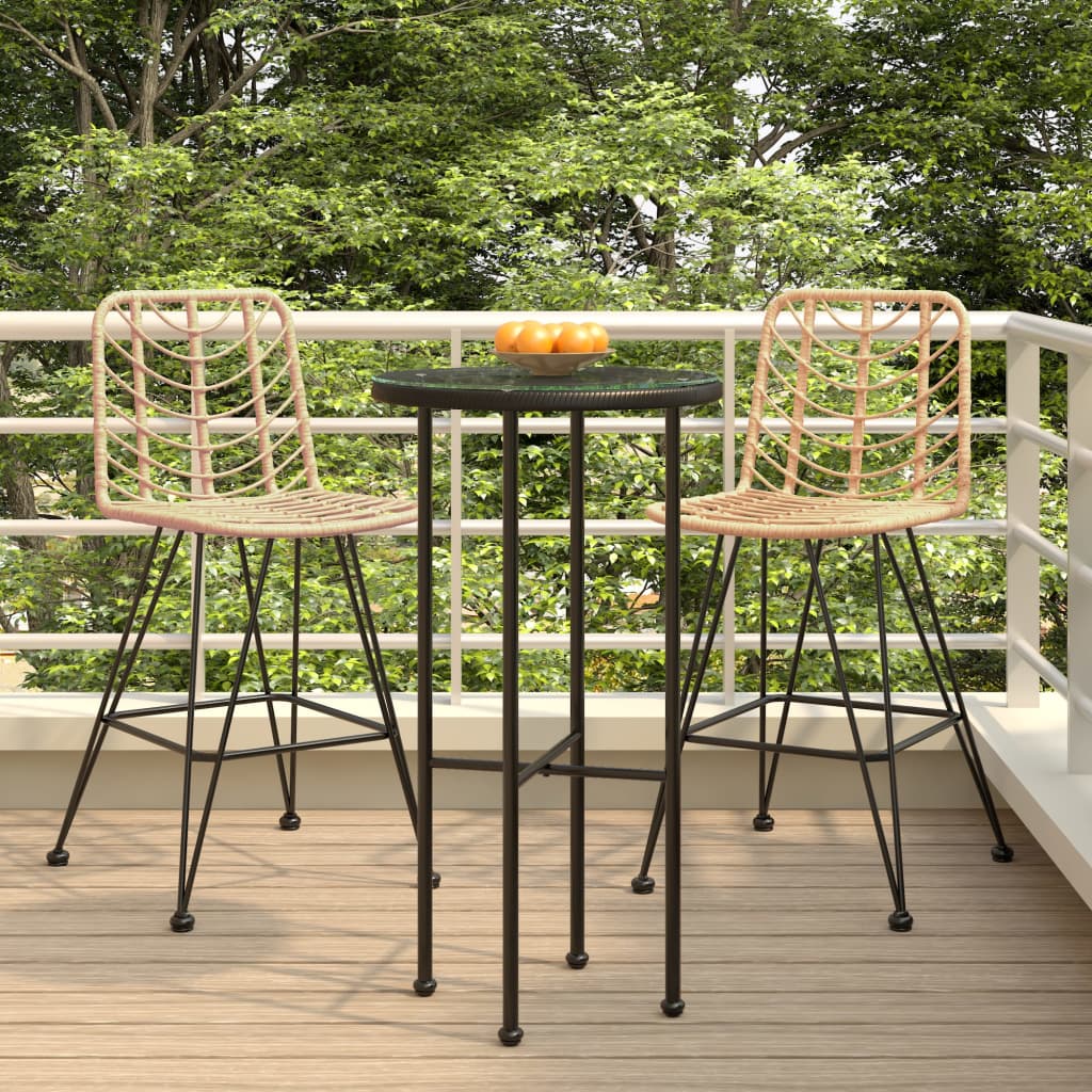 vida XL Barhocker 2 Stk. 45x 56x 103,5 cm PE-Rattan und Stahl
