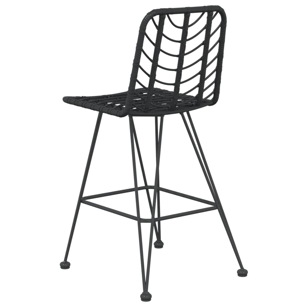 Set of 2 Black Bar Stools, PE Rattan and Steel, 17.7x22.0x40.7 in vidaXL - Picture 8 of 16