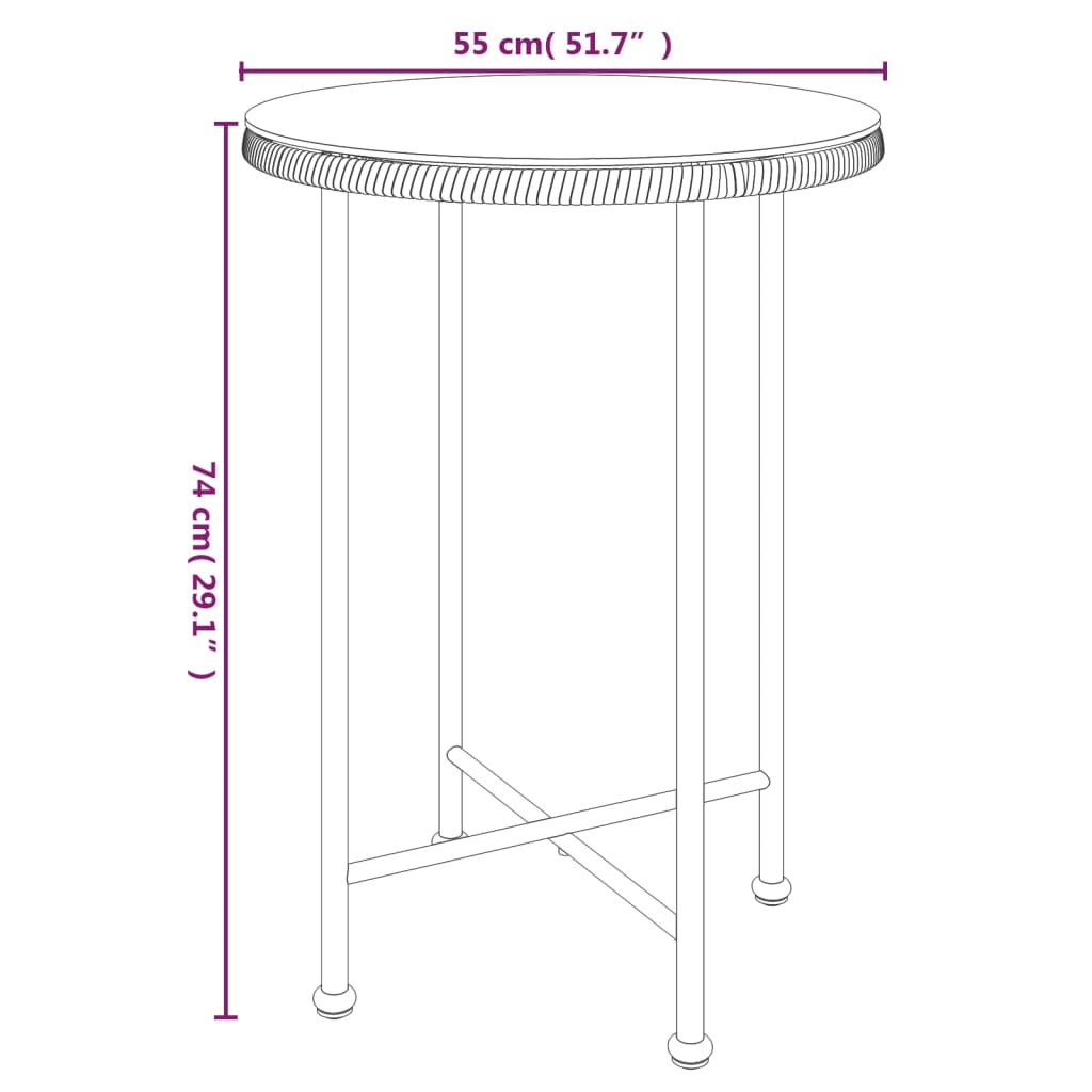  Jedálenský stôl čierny Ø55 cm tvrdené sklo a oceľ