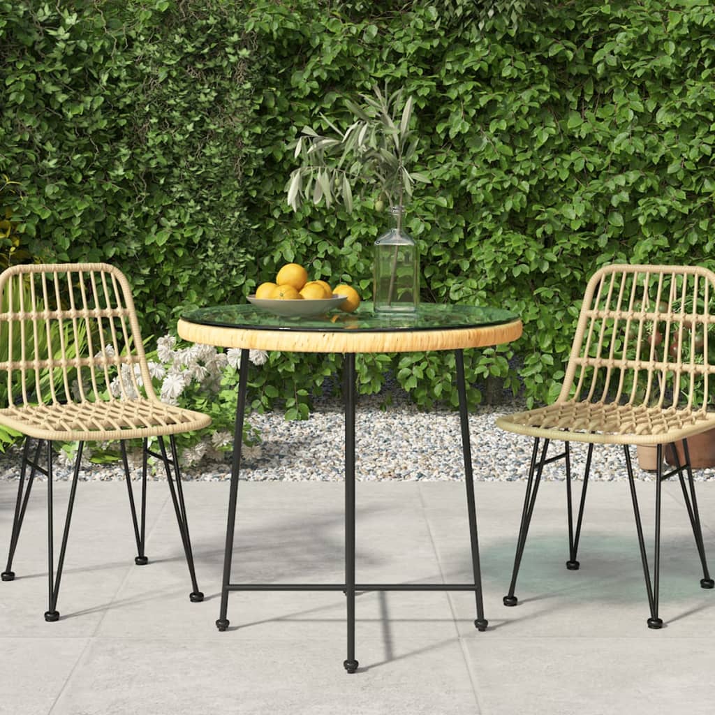 vida XL Esstisch Ø80 cm Hartglas und Stahl