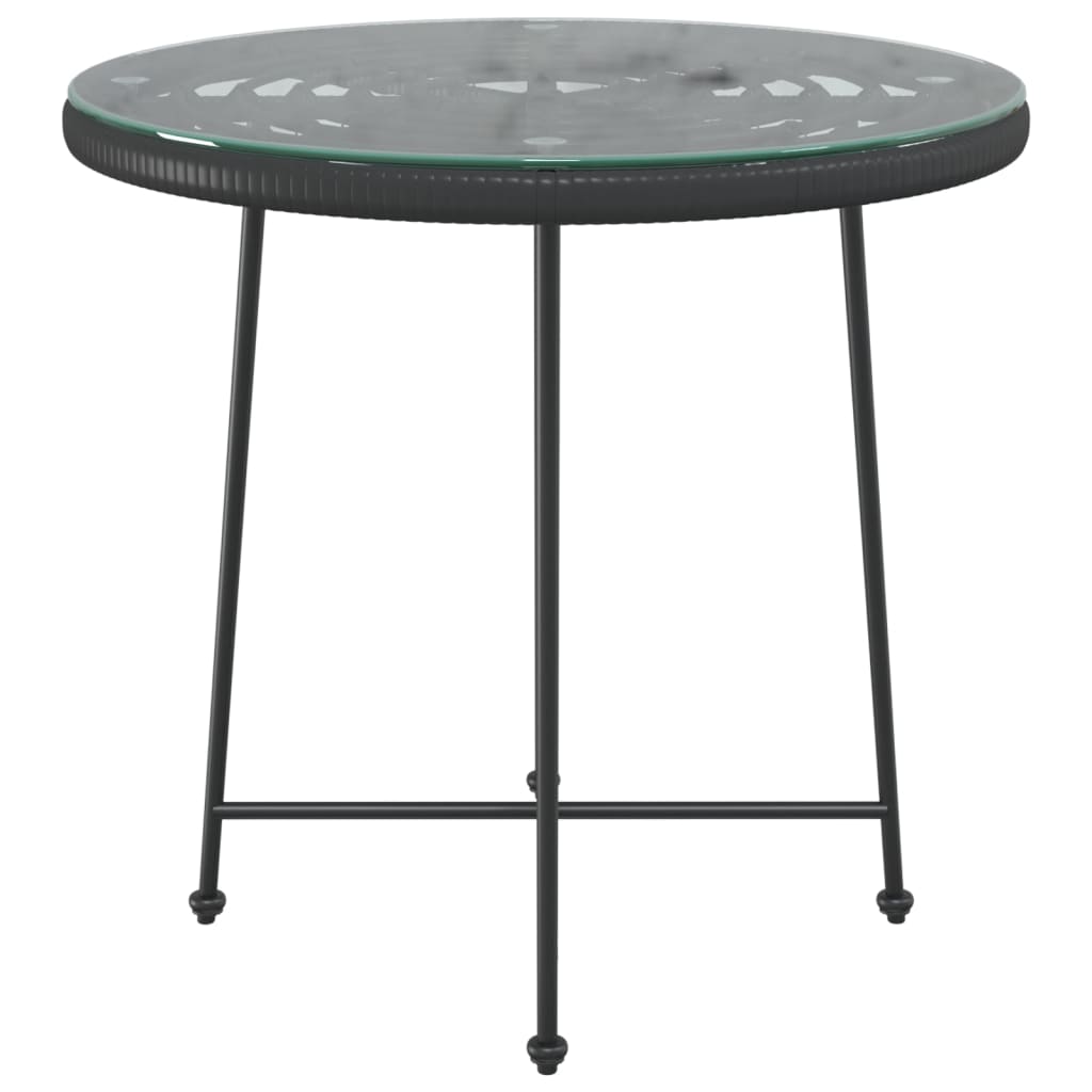  Jedálenský stôl čierny Ø80 cm tvrdené sklo a oceľ