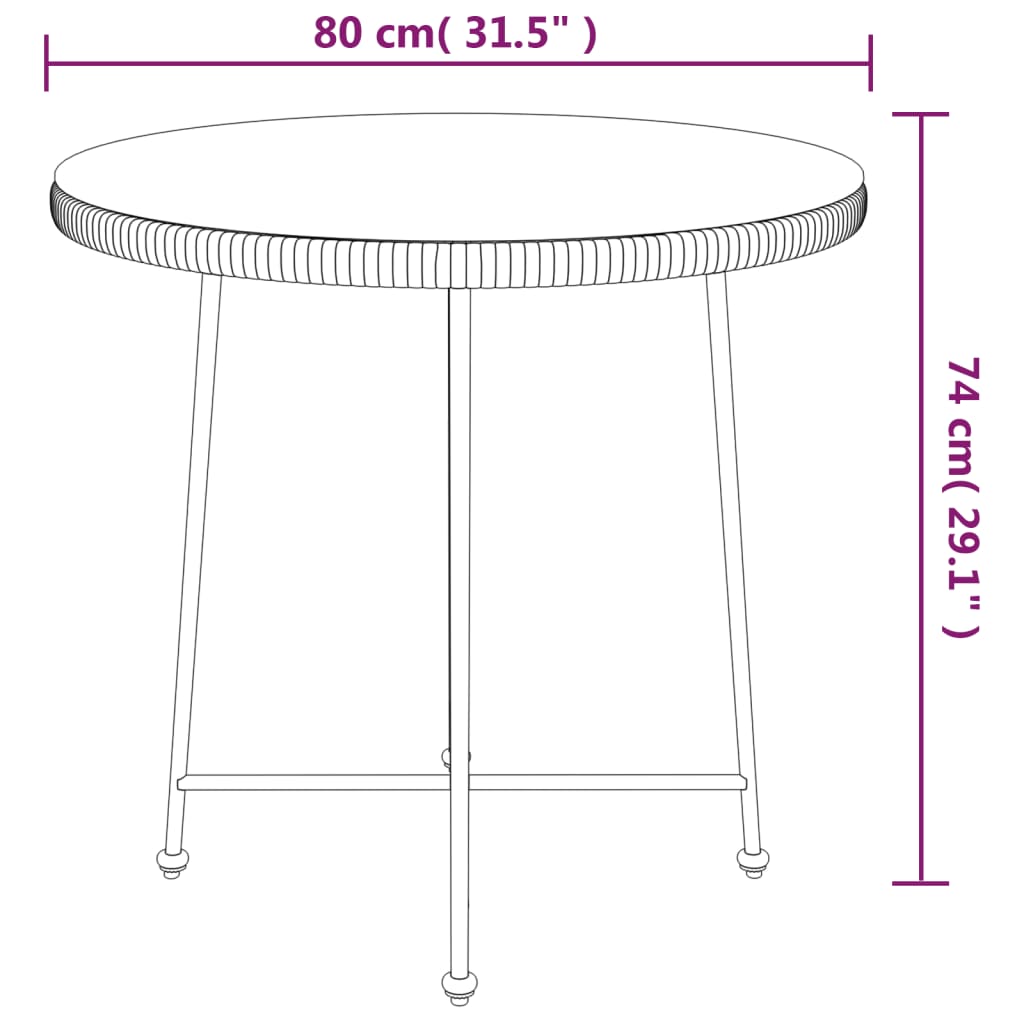 fekete edzett üveg és acél étkezőasztal Ø80 cm