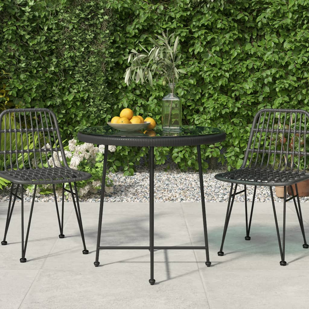 vida XL Esstisch Schwarz Ø80 cm Hartglas und Stahl