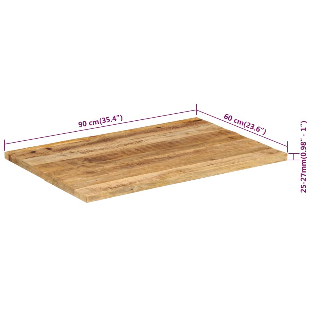 Tischplatte 25-27 mm 90x60 cm Massivholz Mango | Stepinfit.de