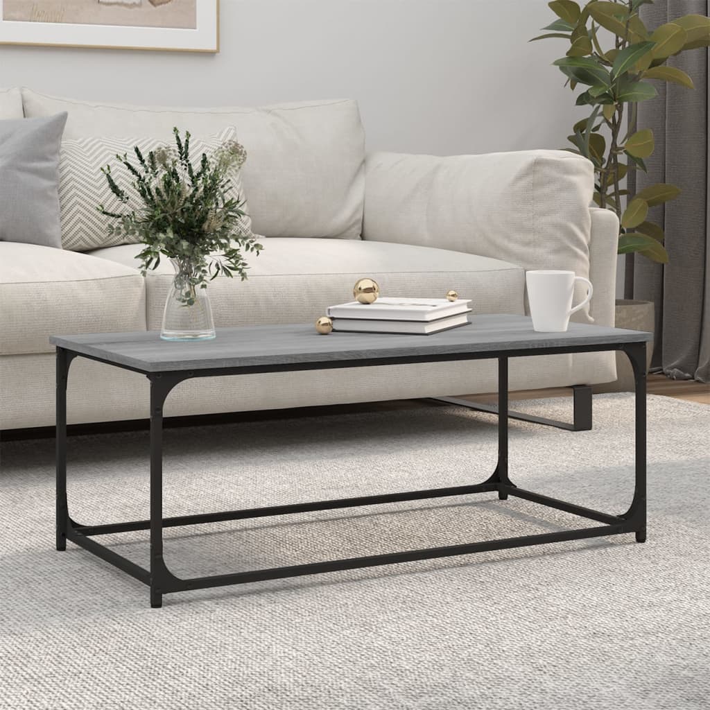 vida XL Couchtisch Grau Sonoma 102x 50x 40 cm Holzwerkstoff und Eisen