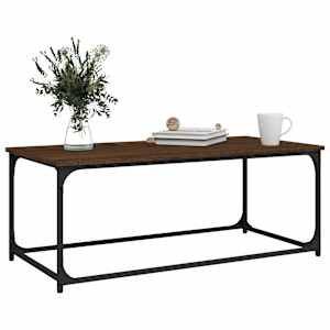 Konferenční stolek hnědý dub 102 x 50 x 40 cm kompozit a železo - obrázek 4