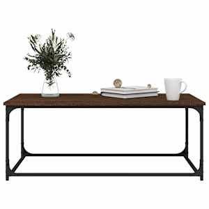 Konferenční stolek hnědý dub 102 x 50 x 40 cm kompozit a železo - obrázek 5