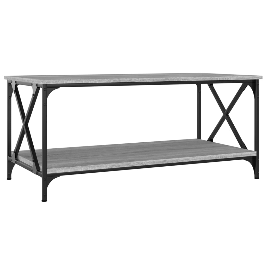 Coffee Table Grey Sonoma 100x50x45 Cm Engineered Wood And Iron VidaXL 13 width=274