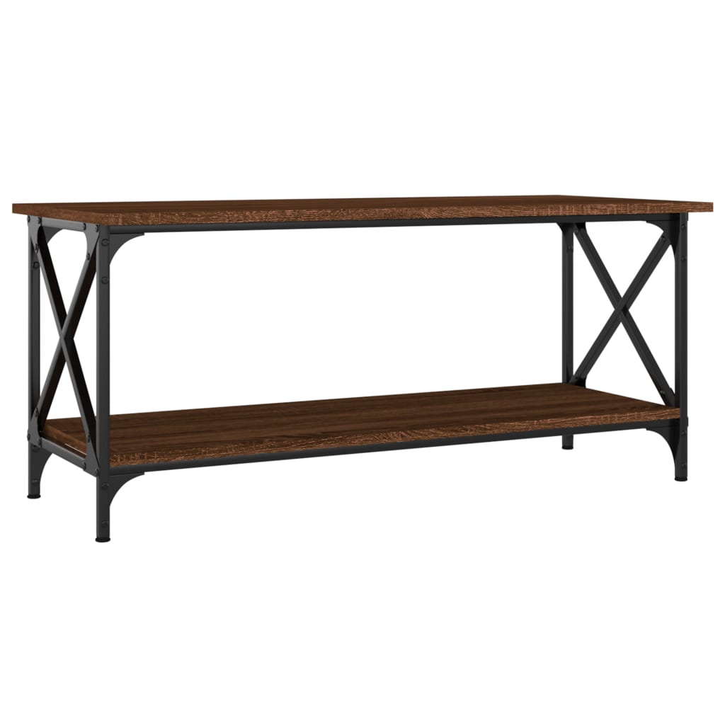 Coffee Table Brown Oak 100x45x45 Cm Engineered Wood And Iron VidaXL 13 width=274