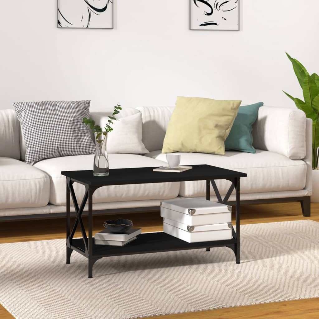 vida XL Couchtisch Schwarz 80x 45x 45 cm Holzwerkstoff und Eisen