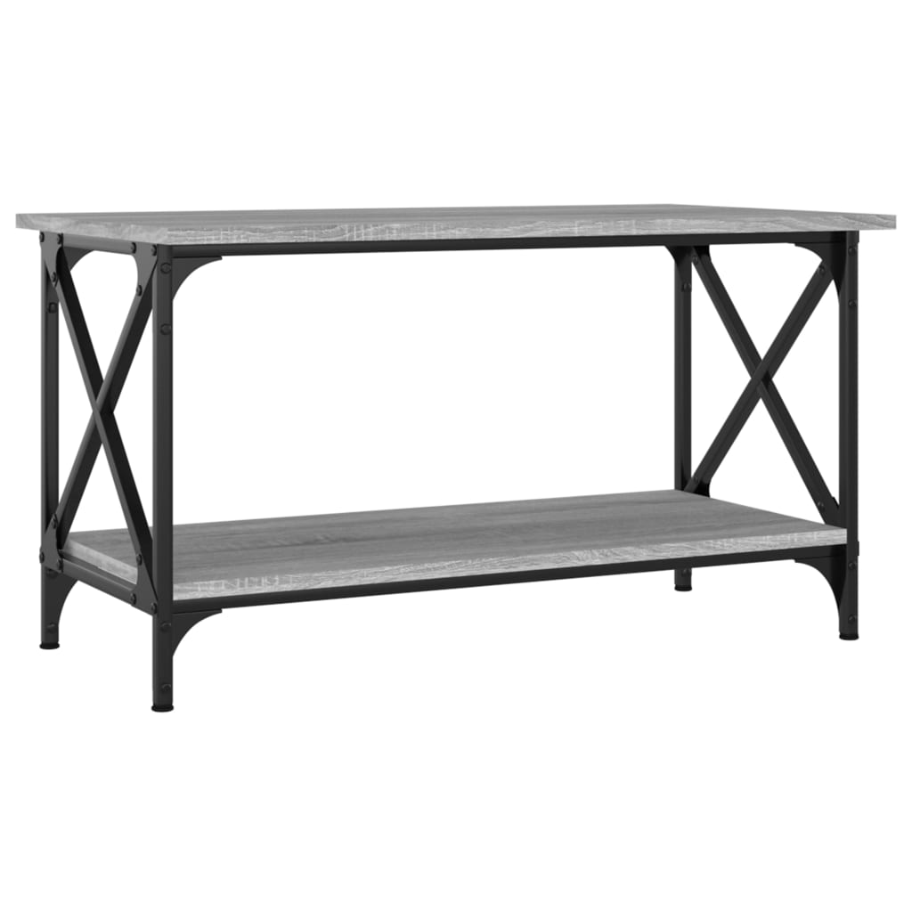 vidaXL Konferenční stolek šedý sonoma 80x45x45 cm kompozit a železo