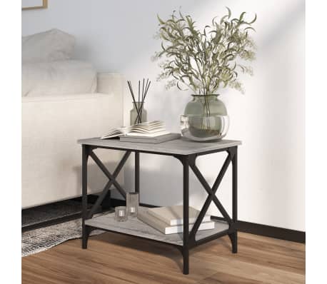 vidaXL Странична маса, cив сонома, 55x38x45 см, инженерно дърво