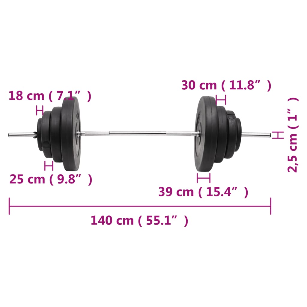  Obojručná činka so závažiami 60 kg