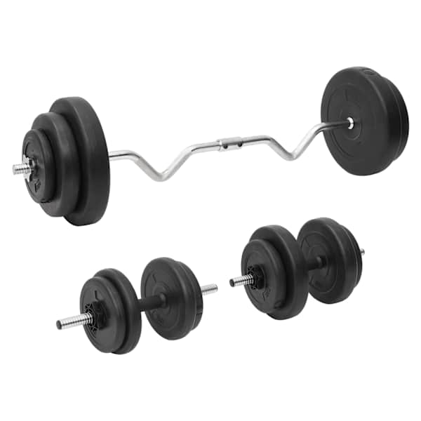 vidaXL painutatud kangi ja hantlite komplekt ketastega, 60 kg