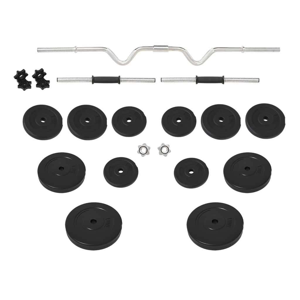 vidaXL Curl Barbell and Dumbbell with Plates 60 kg