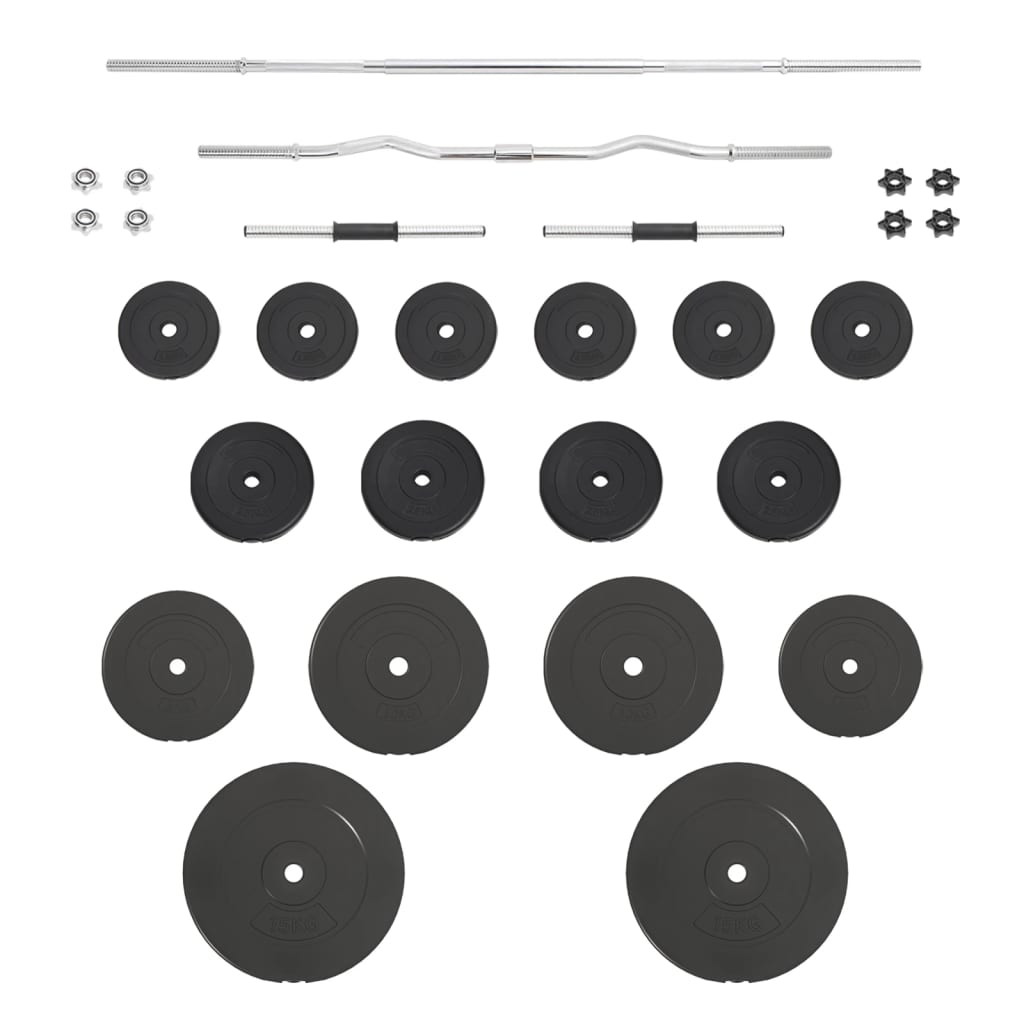 vidaXL Set de halteră și gantere cu plăci de greutate, 90 kg