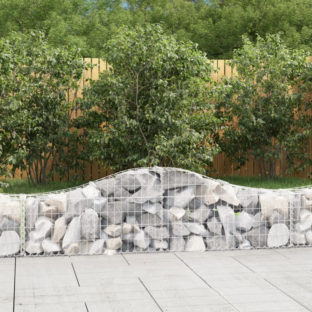 vida XL Gabionen mit Hochbogen 7 Stk. 200x 30x 40/60 cm Verzinktes Eisen