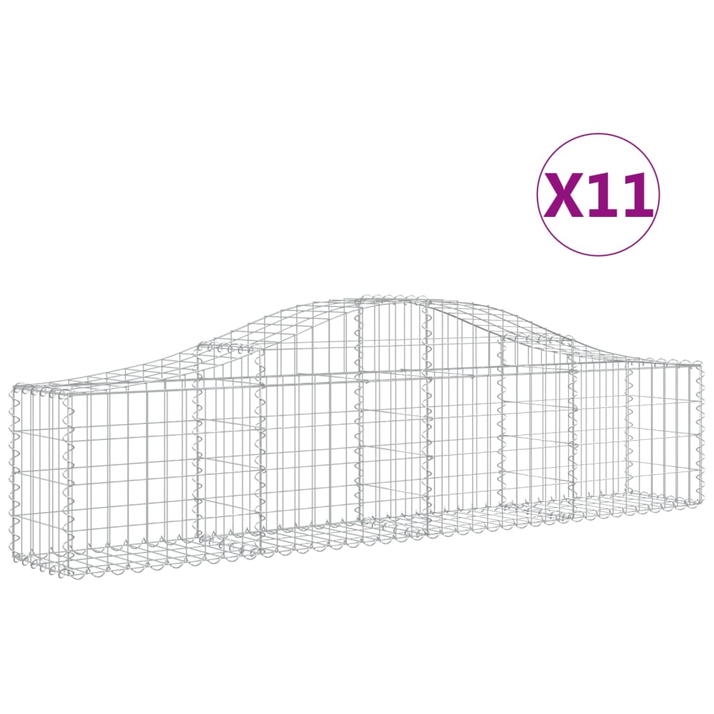 vidaXL Schanskorven 11 st gewelfd 200x30x40/60 cm gegalvaniseerd ijzer