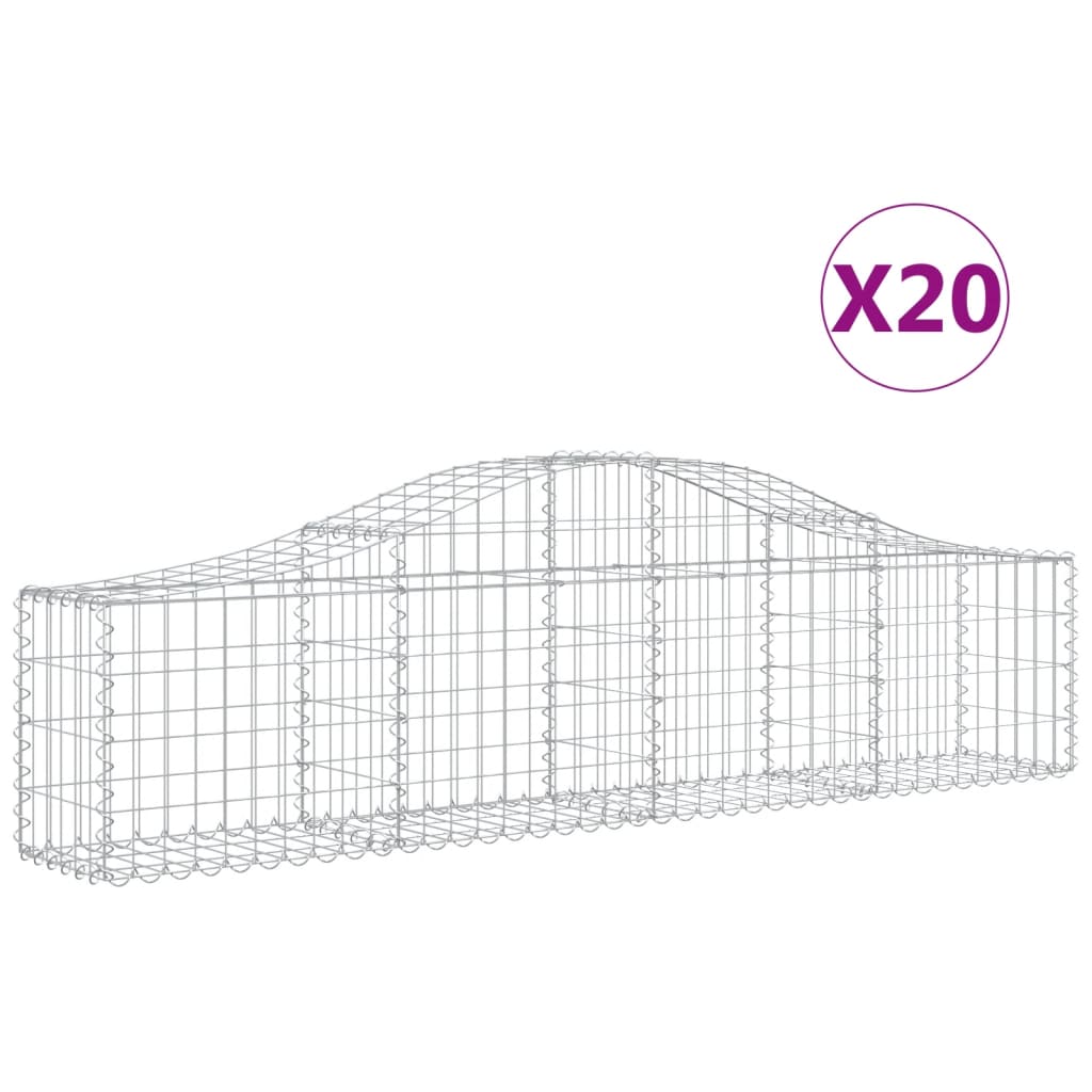 vidaXL Schanskorven 20 st gewelfd 200x30x40/60 cm gegalvaniseerd ijzer