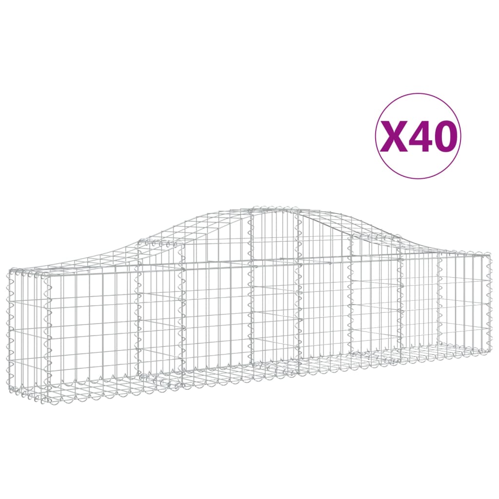 40 db íves horganyzott vas gabion kosár 200x30x40/60 cm