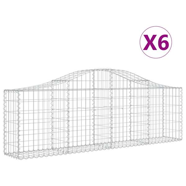 vidaXL kaarekujulised gabioonkorvid 6 tk, 200x30x60/80 cm, raud