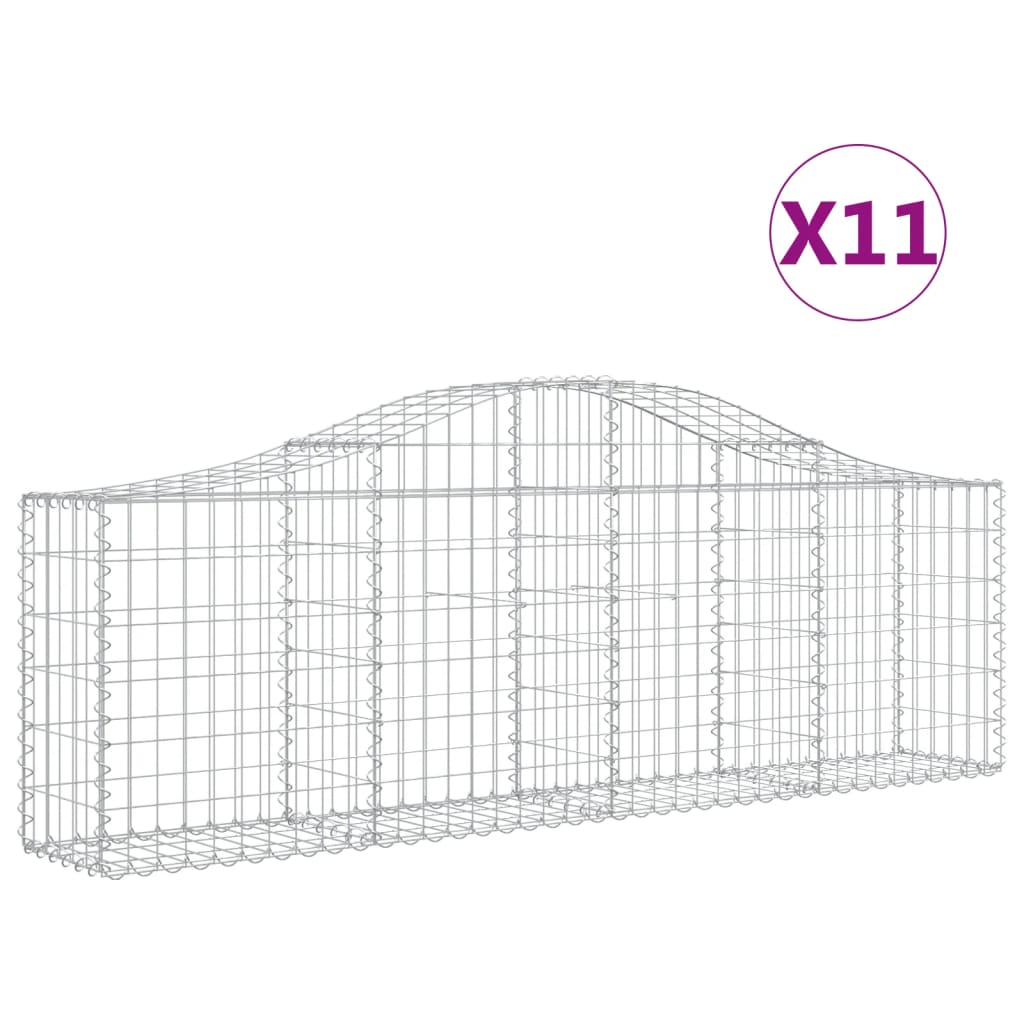 vidaXL Klenuté gabionové koše 11 ks 200x30x60/80 cm pozinkované železo