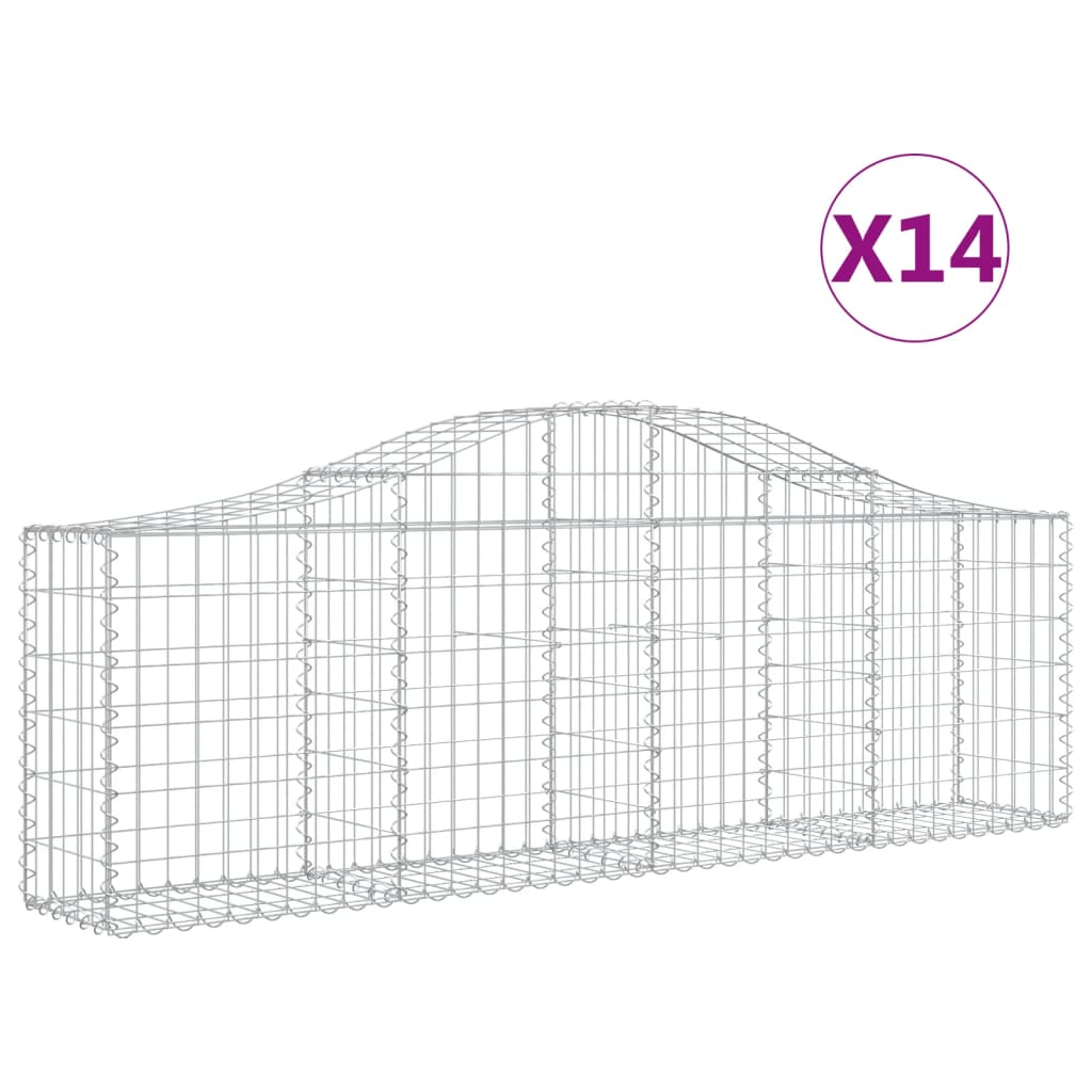 vidaXL Schanskorven 14 st gewelfd 200x30x60/80 cm gegalvaniseerd ijzer
